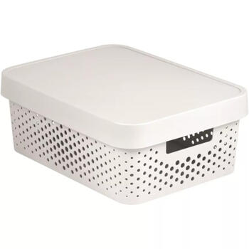 Ящик перфорированный с крышкой Infinity Recycled 11л 36x27x14cм белый Curver 0804753N23 (0804753N23)