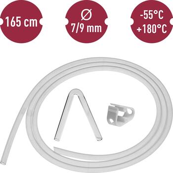 Browin Силиконовый шланг 353300, 7мм, 9мм, 1мм, 1.65м, -55°C, +180°C, пищевой, алкоголь, дистилляции (353300)