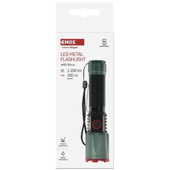 Emos LED перезаряжаемый металлический фонарь P3121, 1200 lm, 2200 mAh, алюминий, 4 режима, IP43 (P3121)