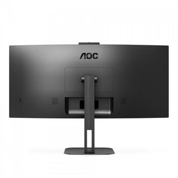 Aoc монитор CU34V5CW/BK, 3440 x 1440, 100 Гц, 1 мс, 1500 R, 4 x USB 3.2, 1 x HDMI, 1 x DP, 2,0 МП камера, 300 кд/м², 3 000:1 (CU34V5CW/BK)