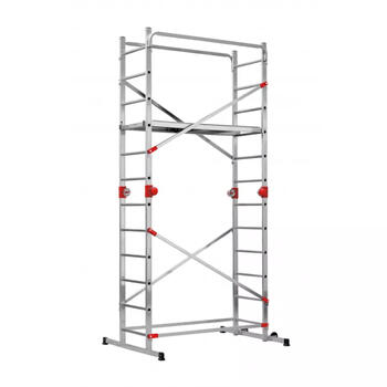 Hailo G60 039459507, alumīnija sastatnes, 2x12 pakāpieni, 150kg, 433cm, 136x50cm, 233cm, 26cm, Fast & Lock (039459507)