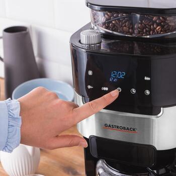 Gastroback 42711 кофемашина Grind & Brew Pro, 12 чашек, 1,5л, 900Вт, 8 степеней помола, 3 уровня крепости, таймер, ЖК-дисплей (42711)