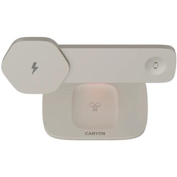 Bezvadu uzlādes stacija 3 in 1 ar 15 W jaudu Hexagon 310 Gaiši Pelēks Oranžs CNS-WCS310LGOR CANYON (CNS-WCS310LGOR)