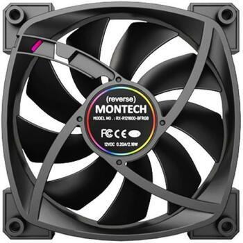 Montech Datora korpuss ventilators RX120 PWM BLACK 3 IN 1, 120mm, 1600RPM, 27dB, 3xRGB, 4-pin PWM (RX120 PWM BLACK 3 IN 1)