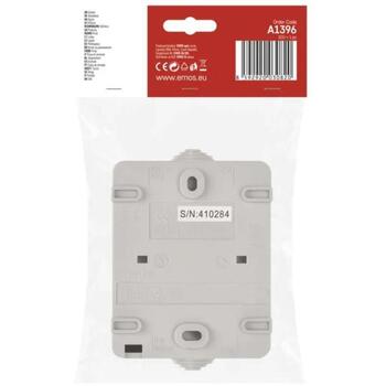 Emos Настенная розетка A1396, 16A, IP44, 65mm, 92mm, 55mm, серый и черный, НЕМЕЦКИЙ дизайн, винтовое соединение (A1396)