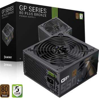 Gamemax barošanas bloks GP 550B, 550 W, Bronza, Nemodulārs, 140 mm ventilators, 1 x 24 pin ATX, 2 x 8 pin EPS12V, 3 x SATA (GP 550B)