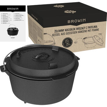 Browin 330515 чугунный казан с сковородой, 9л, 3л, чугун, подвесной, с крышкой (330515)