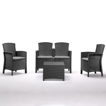 Bica Комплект садовой мебели Lido 2 Storage 1692174, серый, 2-местный диван, 2 кресла, стол, полипропилен, стекловолокно (1692174)