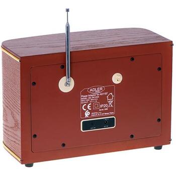 Adler Ретро Радио AD 1187, 230V, 10W, FM 87.50-108.00MHz, 30 предустановок, Bluetooth 5.0, AUX вход, деревянный (AD 1187)
