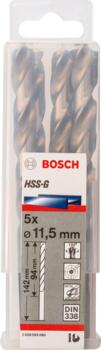 HSS-G urbji metālam 11,5mm, 5gab., Urbjmašīnām/skrūvgriežiem PRO METAL HSS-G STANDARTA SPIRĀLVEIDA URBJA GARUMS, 2608595080, BOSCH (2608595080)