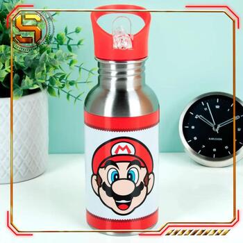 Paladone Super Mario metāla ūdens pudele PP8022NN, 500ml, nerūsējošais tērauds, salmiņš, daudzkrāsaina (PP8022NN)