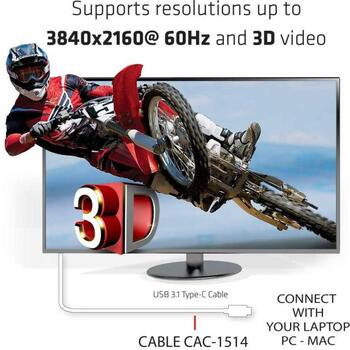 Club3D Видео кабель адаптер CAC-1514, 1.8 м, USB C, HDMI Type A, 4K @ 60Hz, 18 Gbit/s, 8 аудиоканалов (CAC-1514)