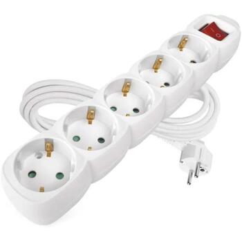 Emos Удлинитель P1523R, 3м, 5x2P+PE, PVH, 3680W, с выключателем, защита от детей (P1523R)