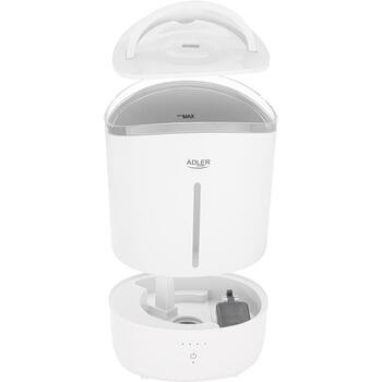 Adler Mitrinātājs AD 7971, 30 W, 5 L, Ultraskaņas, 100-250 ml/st, Balts, 4 pakāpes mitrināšanas intensitāte, Skārienpanelis (AD 7971)