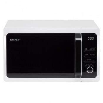 Микроволновая печь Sharp R243W, 20 л, 800 Вт, белая, механическое/сенсорное управление, часы, таймер, вращающаяся тарелка (R243W)