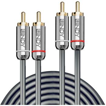 Lindy аудиокабель 35349 10м, 2xPhono Male, гибкий, 24K золотые разъемы, без ПВХ и галогенов (35349)