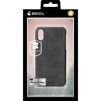 Krusell Sunne Cover Apple iPhone XS Max vintage black, 61539, aizmugurējais vāciņš, ādas imitācija, melns (61539)