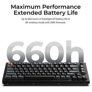 Keychron V1 Ultra 8K bezvadu mehāniskā klaviatūra 75% 2.4GHz Bluetooth 5.3 USB-C 8000Hz Hot-Swap RGB melna V1U-D1 (V1U-D1)