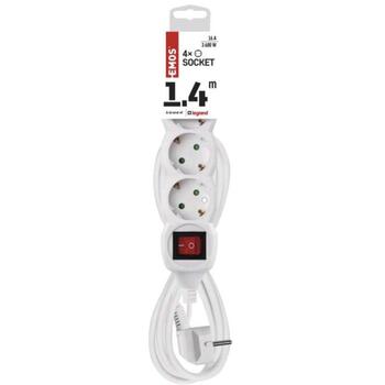 Emos Удлинитель P1421, 1,4 м, белый, 4× 2P + PE GERMAN, 3680 Вт, ПВХ, H05VV-F3G 1,0 мм2, выключатель, защита от детей (P1421)