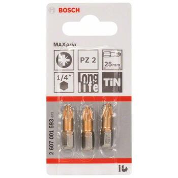 Bosch 2607001593 Skrūvgriežu uzgaļu komplekts, PZ2, 25 mm, 3 gab., MAXgrip, tērauds (2607001593)