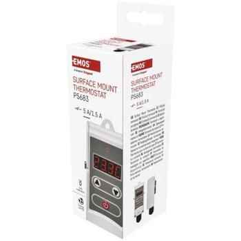 Emos Поверхностный термостат P5683, 230V AC, 50Hz, ручной, проводной, поточный, с подсветкой, без защиты от замерзания (P5683)