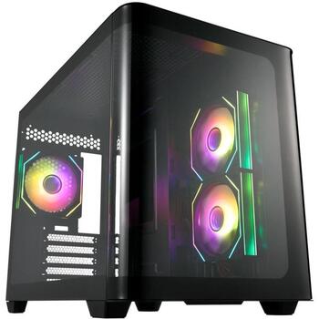 Fsp korpuss S380 S380-BA, Micro ATX, Mid Tower, melns, 3x ARGB ventilatori, rūdīts stikls, USB Type-C, 445mm GPU (S380-BA)