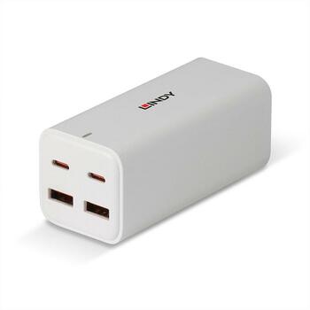 Lindy Зарядное устройство USB 73441 100W 4 порта, 2 Type C, 2 Type A, 100-240 В, 12 В, 3 А, быстрая зарядка, 1.5 м кабель (73441)