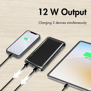 LogiLink PA0316 Power Bank, 10000 мАч, 2x USB-A, USB-C, 12 Вт, 2.4 А, LED-дисплей, черный (PA0316)