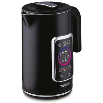 Zelmer Чайник ZCK8065 71507102P, 2200 W, 1.7 л, 55–100°C, скрытый нагревательный элемент, 360° поворот, нержавеющая сталь (71507102P)