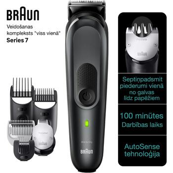 Braun matu trimmeris MGK7491, 100 min, 21 garuma iestatījumi, 17 piederumi, AutoSense, LED indikators, mazgājams, slapjš un sauss (MGK7491)