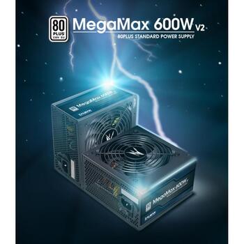 Zalman MegaMax 600W V2 ZM600-TXII, 600W, 200-240V, 50-60Hz, 5A, активный PFC, 20+4 pin ATX, черный (ZM600-TXII)
