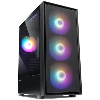Zalman S6 BLACK, ATX Midi Tower datora korpuss, 3x140mm FRGB priekšā, 1x120mm FRGB aizmugurē, melns (S6 BLACK)