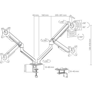 White Shark AKHENATEN-II GMS-3212, крепление для двух мониторов, 2x9кг, 17