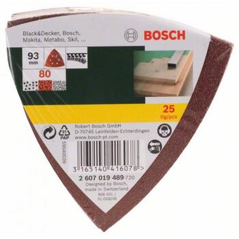 Delta slīppapīri K40, 25 gab., āķa un cilpas stiprinājums, 2607019487, BOSCH (2607019487)