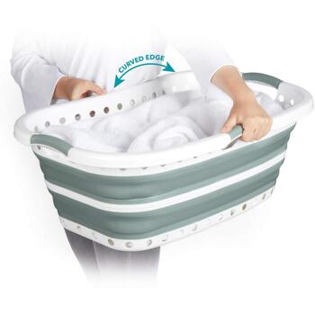 Beldray Складная корзина для белья LA072979GRNFEU7, 37L, Зеленая, 66x44x24cm, двойная ручка, складной дизайн (LA072979GRNFEU7)