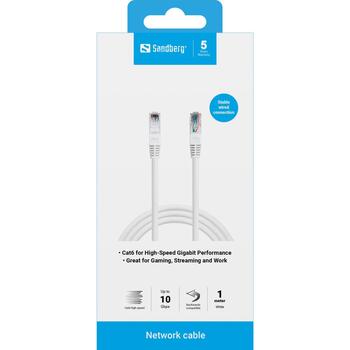 Sandberg 506-93 сетевой кабель UTP Cat6 1м, RJ-45, белый (506-93)