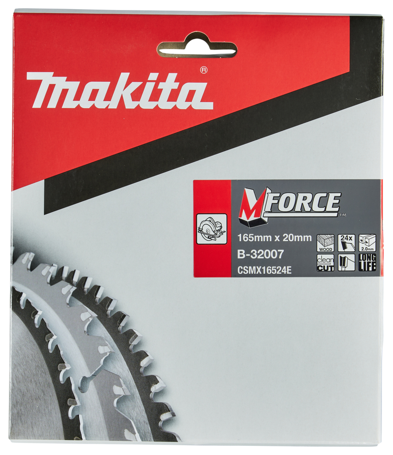 MAKITA T.C.T. B-32007 Zāģripa M-FORCE 165X2X20mm 15° T24 (B-32007)