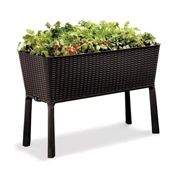 Keter Easy Grow Rattan Waves кашпо, коричневый, 29194592590, 114x49x76см, индикатор уровня воды (29194592590)