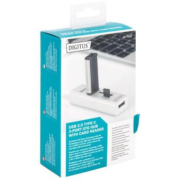 Digitus USB centrmezgls DA-70243, 3x USB 2.0, SD, MicroSD, USB-C, galda, balts (DA-70243)