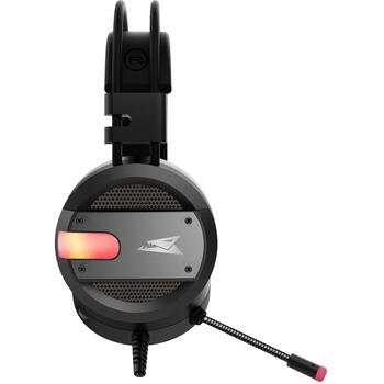 Baracuda Наушники CONCH-B, 307g, Черный, 118dB, 32Ω, 2.15m, 20Hz-20KHz, Накладные, Синяя LED подсветка (CONCH-B)
