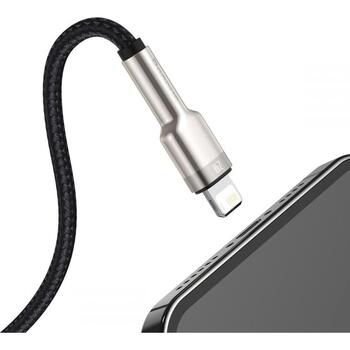 Baseus vads Cafule CALJK-A01, 1 m, 2.4 A, USB Type-A uz Lightning, 480 MB/s, neilons, cinks, melna, sudraba (CALJK-A01)