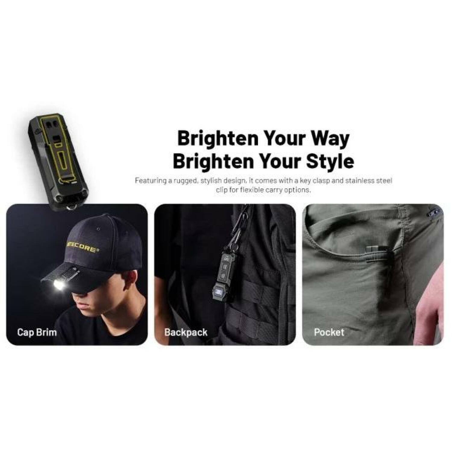 Nitecore Rokas lukturis NC-TUP2, 1200 lm, 3000 - 6500 °K, 1300 mAh, IP54, 5 režīmi, OLED displejs, 125 m attālums (NC-TUP2)
