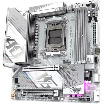 Gigabyte mātesplate X870M A ELITE WF7 ICE, ligzda AM5, DDR5 8200MHz, 256GB, micro ATX, Wi-Fi 7, 2.5GbE, USB4, Bluetooth 5.4 (X870M A ELITE WF7 ICE)