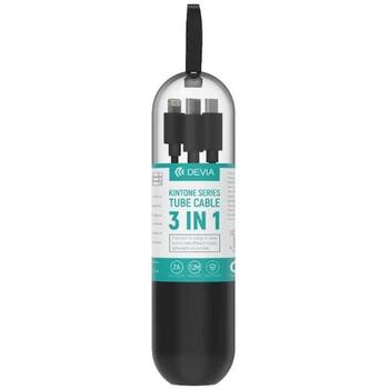 Devia USB кабель 102010334151, 1,2м, 2A, Lightning, Type-C, MicroUSB, нейлон, алюминий, быстрая зарядка (102010334151)