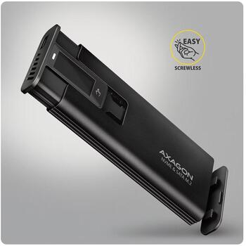 EEM2-SD2B Obudowa zewnętrzna aluminiowa bezśrubowa USB-A/C 3.2 Gen2 M.2 NVMe/SATA wyświetlacz LED, czarny (EEM2-SD2B)