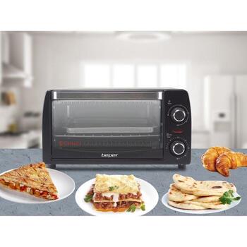Beper Мини-печь 90.882, 1050 W, 12 л, гриль, регулировка высоты, размораживание, таймер до 30 мин (90.882)