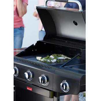 Barbecook Siesta 412 Graphite газовый гриль для готовки на улице 4 горелки 14кВт боковая горелка 2.9кВт чугунные решетки 132x56x118см BC-GAS-2073 (BC-GAS-2073)