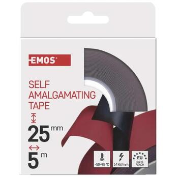 Emos Самозатягивающая изоляционная лента F52502, 25 мм, 5 м, черная, толщина 0,76 мм, водонепроницаемая, резиновый клей (F52502)