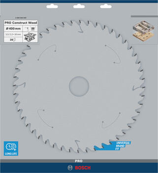 Ripāģa disks 400x30mm Construct wood top 28, Galda zāģiem PRO CONSTRUCT WOOD RIPZĀĢA ASMENS, 2608640693, BOSCH (2608640693)