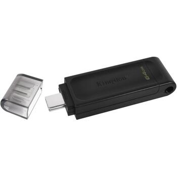 Kingston DataTraveler 70 DT70/64GB, 64 ГБ, USB-C, 3.2 Gen 1, черный, 1 шт. (DT70/64GB)